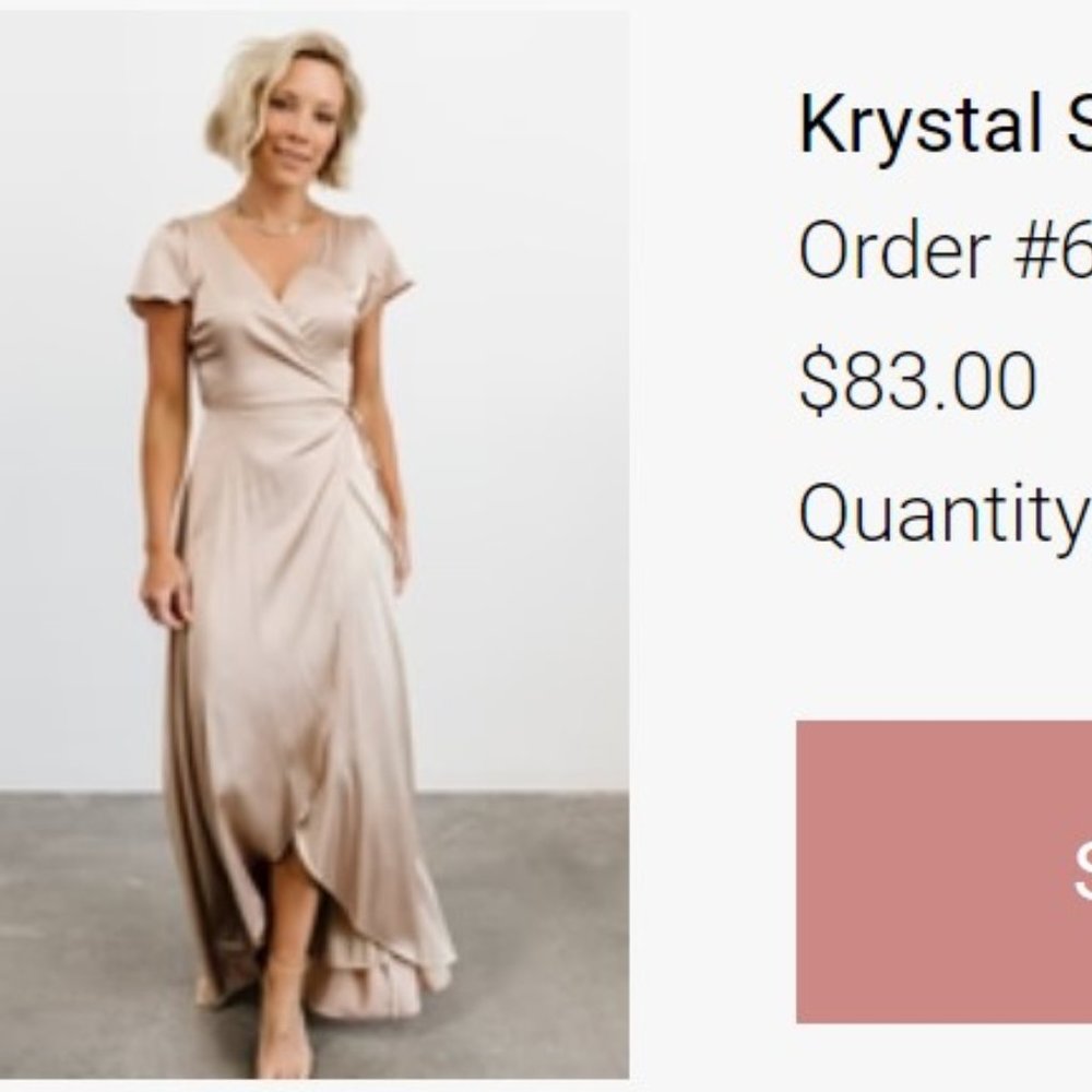 Lot of 3 Krystal Satin Wrap Gown in Champagne. 2-smalls and 1-XS